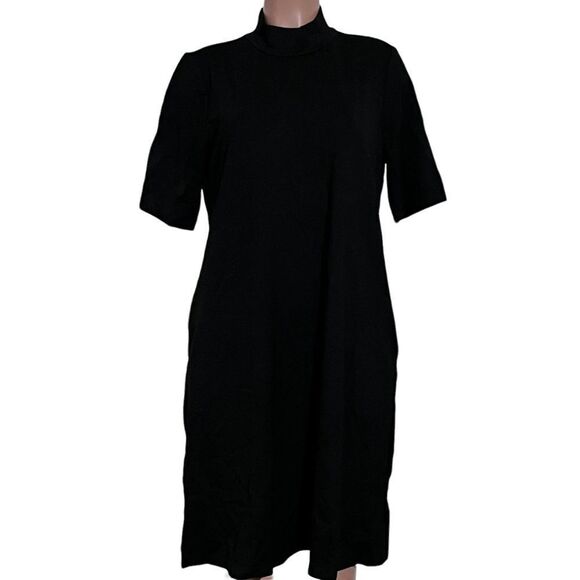 Susan Graver Every Day Petite Supreme Knit Elbow Sleeve Mock Neck Dress - Picture 4 of 7